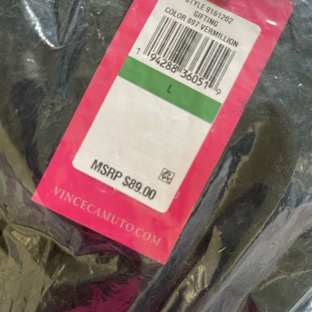NWT Vince Camuto asymmetrical red and black faux fur mock turtleneck large 365 d - Picture 5 of 5